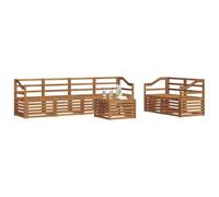 vidaXL Juegos de sofás 7 pcs Natural Madera de Acacia Sólida, Sofá Exterior, Moderno, sectional, Mueble Resistente para jardín, Sala en Patio, Juego cómodo para Vivir
