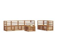 vidaXL Juegos de sofás 7 pcs Natural Madera de Acacia Sólida, Sofá Exterior, Moderno, sectional, Mueble Resistente para jardín, Sala en Patio, Juego cómodo para Vivir