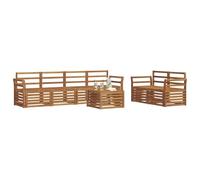 vidaXL Juegos de sofás 7 pcs Natural Madera de Acacia Sólida, Sofá Exterior, Moderno, sectional, Mueble Resistente para jardín, Sala en Patio, Juego cómodo para Vivir