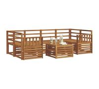 vidaXL Juegos de sofás 7 pcs Natural Madera de Acacia Sólida, Sofá seccional de jardín, Muebles de Exterior Resistentes, Conjunto Moderno para terraza cómoda