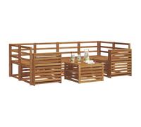 vidaXL Juegos de sofás 7 pcs Natural Madera de Acacia Sólida, Sofá seccional de jardín, Muebles de Exterior Resistentes, Conjunto Moderno para terraza cómoda