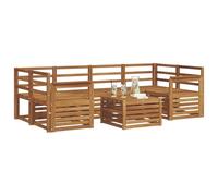 vidaXL Juegos de sofás 7 pcs Natural Madera de Acacia Sólida, Sofá seccional de jardín, Muebles de Exterior Resistentes, Conjunto Moderno para terraza cómoda
