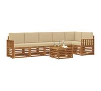 vidaXL Juegos de sofás 7 pcs Natural y Beige Madera de Acacia Sólida, Conjuntos de Sofás Modernos para Jardín, Muebles Acacia, Relájate y Disfruta al Aire Libre