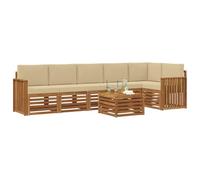 vidaXL Juegos de sofás 7 pcs Natural y Beige Madera de Acacia Sólida, Conjuntos de Sofás Modernos para Jardín, Muebles Acacia, Relájate y Disfruta al Aire Libre