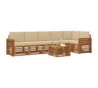 vidaXL Juegos de sofás 7 pcs Natural y Beige Madera de Acacia Sólida, Conjuntos de Sofás Modernos para Jardín, Muebles Acacia, Relájate y Disfruta al Aire Libre