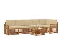 vidaXL Juegos de sofás 7 pcs Natural y Beige Madera de Acacia Sólida, Conjuntos de Sofás Modernos para Jardín, Muebles Acacia, Relájate y Disfruta al Aire Libre