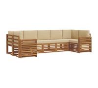 vidaXL Juegos de sofás 7 pcs Natural y Beige Madera de Acacia Sólida, Juego de Muebles de Acacia para Exteriores, sofá Moderno, Asientos de Patio, área de Descanso de Piscina