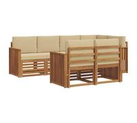vidaXL Juegos de sofás 7 pcs Natural y Beige Madera de Acacia Sólida, Sofá de jardín, sección Moderna para Exterior, Juego Resistente, Asiento cómodo en la terraza, Ideal para Vivir