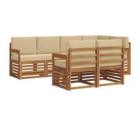 vidaXL Juegos de sofás 7 pcs Natural y Beige Madera de Acacia Sólida, Sofá de jardín, sección Moderna para Exterior, Juego Resistente, Asiento cómodo en la terraza, Ideal para Vivir