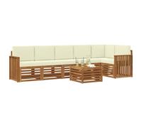 vidaXL Juegos de sofás 7 pcs Natural y Crema Madera de Acacia Sólida, Conjuntos de Sofás Modernos para Jardín, Muebles Acacia, Relájate y Disfruta al Aire Libre