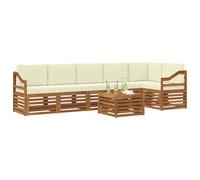 vidaXL Juegos de sofás 7 pcs Natural y Crema Madera de Acacia Sólida, Conjuntos de Sofás Modernos para Jardín, Muebles Acacia, Relájate y Disfruta al Aire Libre