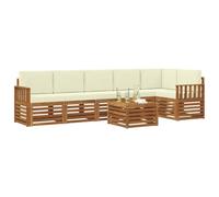 vidaXL Juegos de sofás 7 pcs Natural y Crema Madera de Acacia Sólida, Conjuntos de Sofás Modernos para Jardín, Muebles Acacia, Relájate y Disfruta al Aire Libre
