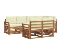 vidaXL Juegos de sofás 7 pcs Natural y Crema Madera de Acacia Sólida, Sofá de jardín, sección Moderna para Exterior, Juego Resistente, Asiento cómodo en la terraza, Ideal para Vivir