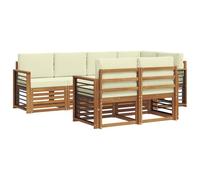 vidaXL Juegos de sofás 7 pcs Natural y Crema Madera de Acacia Sólida, Sofá de jardín, sección Moderna para Exterior, Juego Resistente, Asiento cómodo en la terraza, Ideal para Vivir