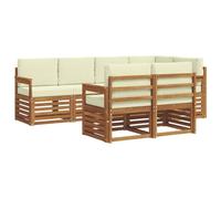 vidaXL Juegos de sofás 7 pcs Natural y Crema Madera de Acacia Sólida, Sofá de jardín, sección Moderna para Exterior, Juego Resistente, Asiento cómodo en la terraza, Ideal para Vivir