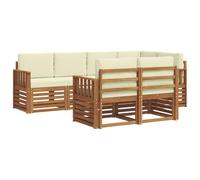 vidaXL Juegos de sofás 7 pcs Natural y Crema Madera de Acacia Sólida, Sofá de jardín, sección Moderna para Exterior, Juego Resistente, Asiento cómodo en la terraza, Ideal para Vivir