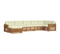 vidaXL Juegos de sofás 7 pcs Natural y Crema Madera de Acacia Sólida, Sofá seccional Duradero, Muebles cómodos de Exterior, Patio, terraza Moderna, Lounge de jardín