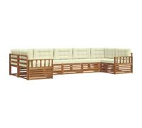 vidaXL Juegos de sofás 7 pcs Natural y Crema Madera de Acacia Sólida, Sofás Modernos para jardín, Muebles Exteriores duraderos, Comodidad Total para tu Patio