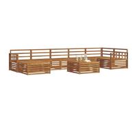 vidaXL Juegos de sofás 8 pcs Natural Madera de Acacia Sólida, Set de Sofás Seccionales de Jardín, Asientos Modernos para Exterior, Muebles Resistentes para Relajarse