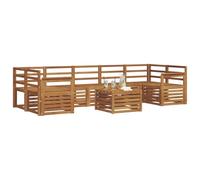 vidaXL Juegos de sofás 8 pcs Natural Madera de Acacia Sólida, Sofá de Jardín Elegante, Conjunto Seccional Moderno para Exteriores, Muebles de Patio Cómodos