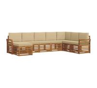 vidaXL Juegos de sofás 8 pcs Natural y Beige Madera de Acacia Sólida, Sofá de jardín, Moderno y Resistente, terraza y Patio, ¡Comoda y estilosa