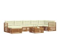 vidaXL Juegos de sofás 8 pcs Natural y Crema Madera de Acacia Sólida, Set de Sofás Seccionales de Jardín, Asientos Modernos para Exterior, Muebles Resistentes para Relajarse
