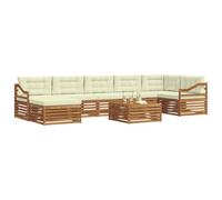 vidaXL Juegos de sofás 8 pcs Natural y Crema Madera de Acacia Sólida, Set de Sofás Seccionales de Jardín, Asientos Modernos para Exterior, Muebles Resistentes para Relajarse
