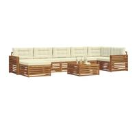 vidaXL Juegos de sofás 8 pcs Natural y Crema Madera de Acacia Sólida, Set de Sofás Seccionales de Jardín, Asientos Modernos para Exterior, Muebles Resistentes para Relajarse
