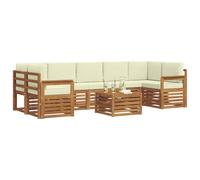 vidaXL Juegos de sofás 8 pcs Natural y Crema Madera de Acacia Sólida, Sofá de Jardín Elegante, Conjunto Seccional Moderno para Exteriores, Muebles de Patio Cómodos