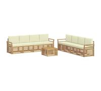 vidaXL Juegos de sofás 9 pcs Blanco y Crema 59 x 59 x 37 cm Poliéster, Sofá de Exterior, mobiliario Moderno para jardín, Conjunto cómodo para terraza y Descanso en Patio