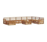 vidaXL Juegos de sofás 9 pcs Natural Madera de Acacia Sólida, Juego de Sofás de Acacia para Exterior, Muebles Modernos, Zona de Lounge, Asientos Cómodos, Diseño Modular