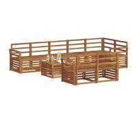 vidaXL Juegos de sofás 9 pcs Natural Madera de Acacia Sólida, Juego de Sofás Moderno para Jardín, Muebles Seccionales Resistentes, Lounge de Acacia, Decoración para Patio