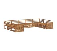 vidaXL Juegos de sofás 9 pcs Natural Madera de Acacia Sólida, Muebles de Jardín, Sofá Moderno para Exterior, Set Seccional Resistente, Asientos de Patio, Comodidad al Aire Libre