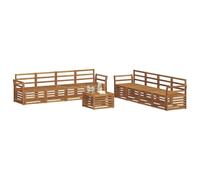 vidaXL Juegos de sofás 9 pcs Natural Madera de Acacia Sólida, Sofá de jardín, Moderno y Duradero, Mueble seccional para terraza y Patio, Conjunto de Asientos cómodos