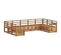 vidaXL Juegos de sofás 9 pcs Natural Madera de Acacia Sólida, Sofá Moderno para el jardín, Mueble seccional Duradero, Ideal para terraza y cómodos Momentos al Aire Libre