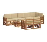 vidaXL Juegos de sofás 9 pcs Natural y Beige Madera de Acacia Sólida, Juego de Sofás Moderno para Jardín, Muebles Seccionales Resistentes, Lounge de Acacia, Decoración para Patio