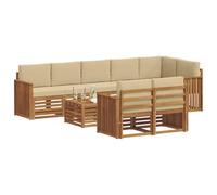 vidaXL Juegos de sofás 9 pcs Natural y Beige Madera de Acacia Sólida, Juego de Sofás Moderno para Jardín, Muebles Seccionales Resistentes, Lounge de Acacia, Decoración para Patio