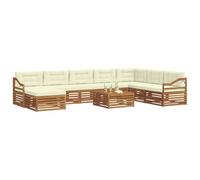 vidaXL Juegos de sofás 9 pcs Natural y Crema Madera de Acacia Sólida, Juego de Sofás de Acacia para Exterior, Muebles Modernos, Zona de Lounge, Asientos Cómodos, Diseño Modular