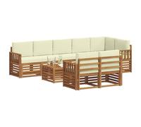 vidaXL Juegos de sofás 9 pcs Natural y Crema Madera de Acacia Sólida, Juego de Sofás Moderno para Jardín, Muebles Seccionales Resistentes, Lounge de Acacia, Decoración para Patio