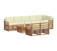 vidaXL Juegos de sofás 9 pcs Natural y Crema Madera de Acacia Sólida, Juego de Sofás Moderno para Jardín, Muebles Seccionales Resistentes, Lounge de Acacia, Decoración para Patio