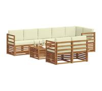 vidaXL Juegos de sofás 9 pcs Natural y Crema Madera de Acacia Sólida, Juego de Sofás Moderno para Jardín, Muebles Seccionales Resistentes, Lounge de Acacia, Decoración para Patio