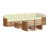 vidaXL Juegos de sofás 9 pcs Natural y Crema Madera de Acacia Sólida, Juego de Sofás Moderno para Jardín, Muebles Seccionales Resistentes, Lounge de Acacia, Decoración para Patio