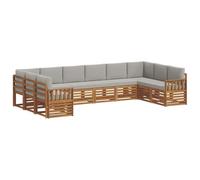 vidaXL Juegos de sofás con cojín 10 pcs Gris Natural y Claro, Sofá Seccional Moderno para Jardín, Muebles de Patio Resistentes, Terraza y Relax