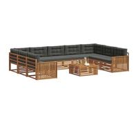 vidaXL Juegos de sofás con cojín 10 pcs Natural y Antracita, Sofá Moderno para jardín, mobiliario seccional, Set de Lounge, Asientos en terraza, Comodidad Durable