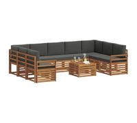 vidaXL Juegos de sofás con cojín 10 pcs Natural y Antracita, Sofá seccional Moderno de jardín, Conjunto Resistente para Exteriores, Muebles de Patio para Estilo y Comodidad