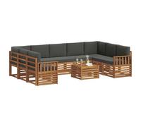 vidaXL Juegos de sofás con cojín 10 pcs Natural y Antracita, Sofá seccional Moderno de jardín, Conjunto Resistente para Exteriores, Muebles de Patio para Estilo y Comodidad