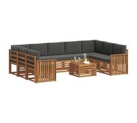 vidaXL Juegos de sofás con cojín 10 pcs Natural y Antracita, Sofá seccional Moderno de jardín, Conjunto Resistente para Exteriores, Muebles de Patio para Estilo y Comodidad