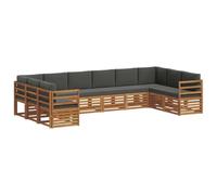 vidaXL Juegos de sofás con cojín 10 pcs Natural y Antracita, Sofá Seccional Moderno para Jardín, Muebles de Patio Resistentes, Terraza y Relax
