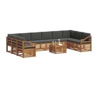 vidaXL Juegos de sofás con cojín 11 pcs Natural y Antracita, Sofá de jardín, Moderno sofá Exterior, Conjunto seccional, Muebles Patio duraderos, Comodidad en terraza