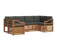 vidaXL Juegos de sofás con cojín 20 pcs Natural y Antracita, Juego de Sofá de Jardín Moderno, Seccional Rectangular, Muebles de Patio Duraderos, Hecho de Madera de Acacia